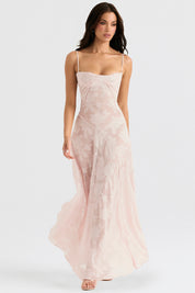 Blush of Elegance Lace Maxi Dress