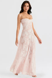 Blush of Elegance Lace Maxi Dress