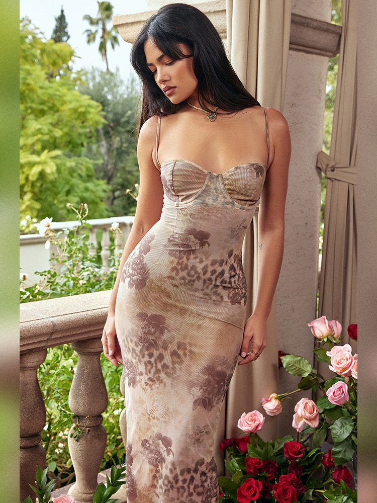 Venus Fitted Printed Maxi Dress
