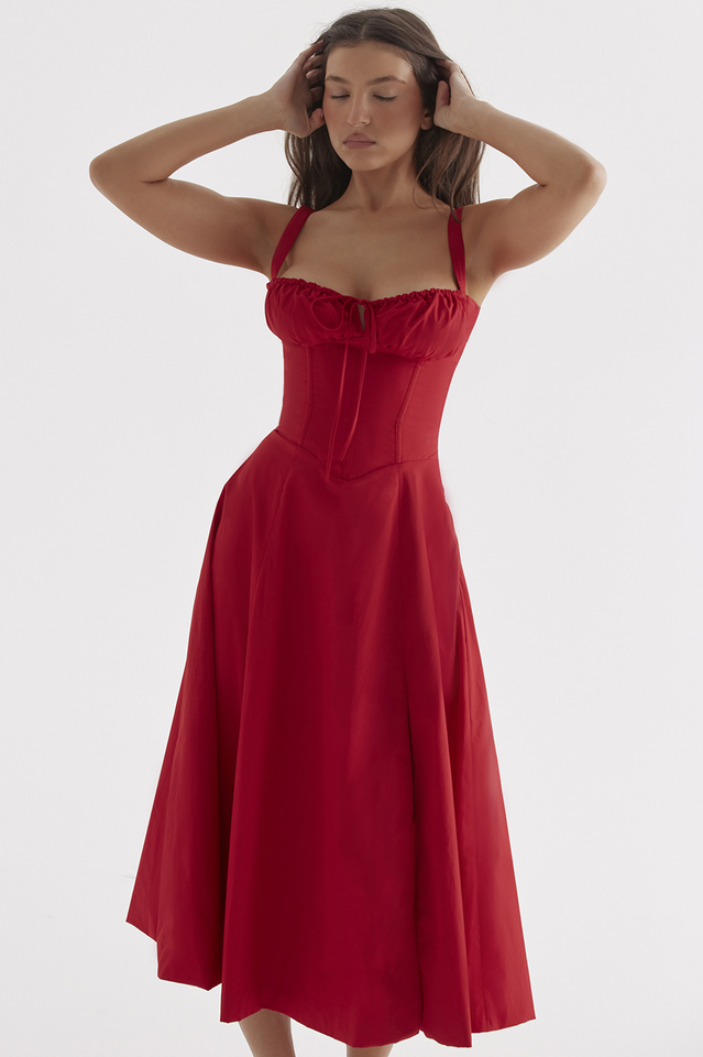 Summer in France Milkmaid Midi Dress