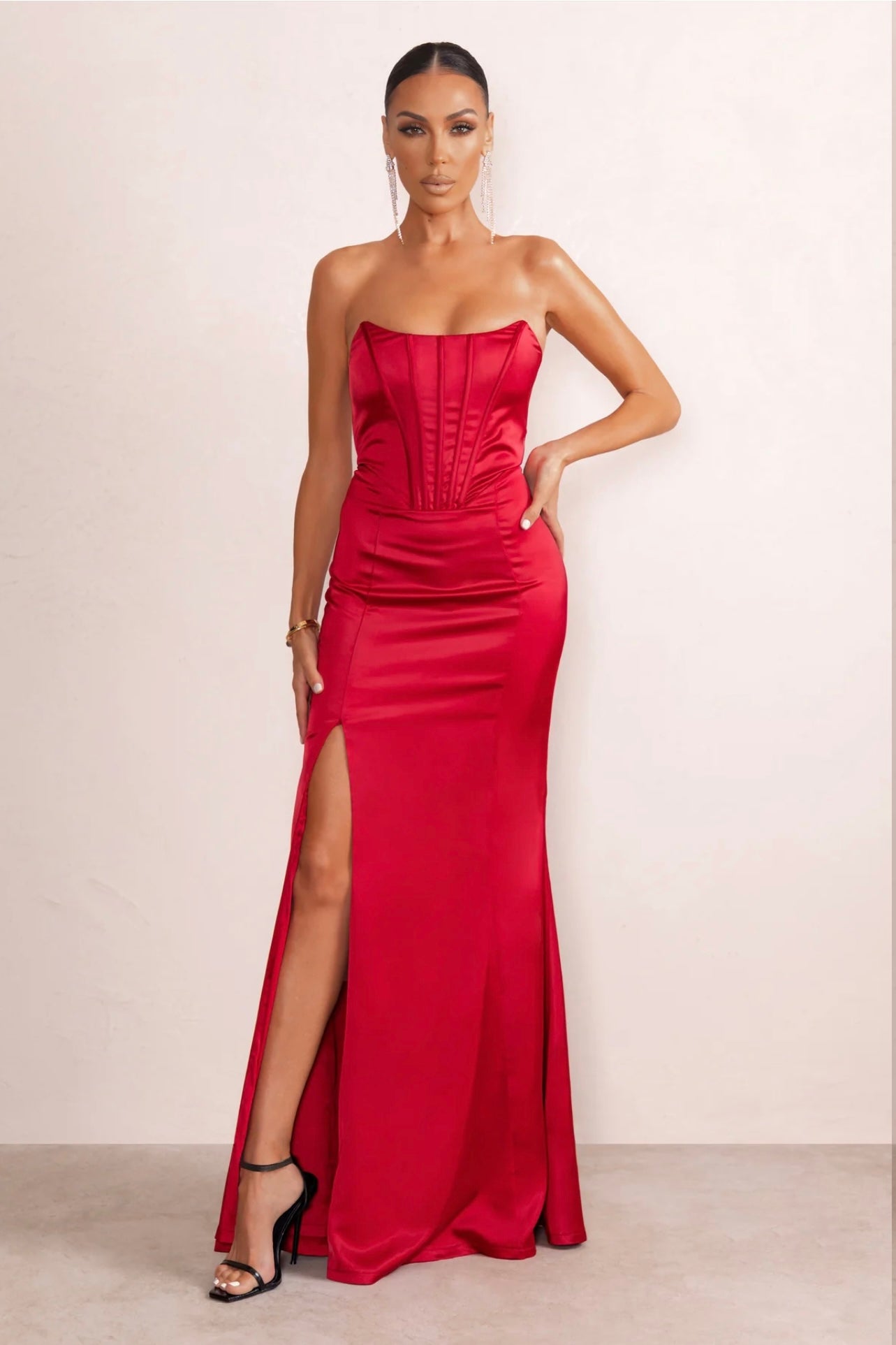 Seduction Corset Bodycon Split Maxi Dress