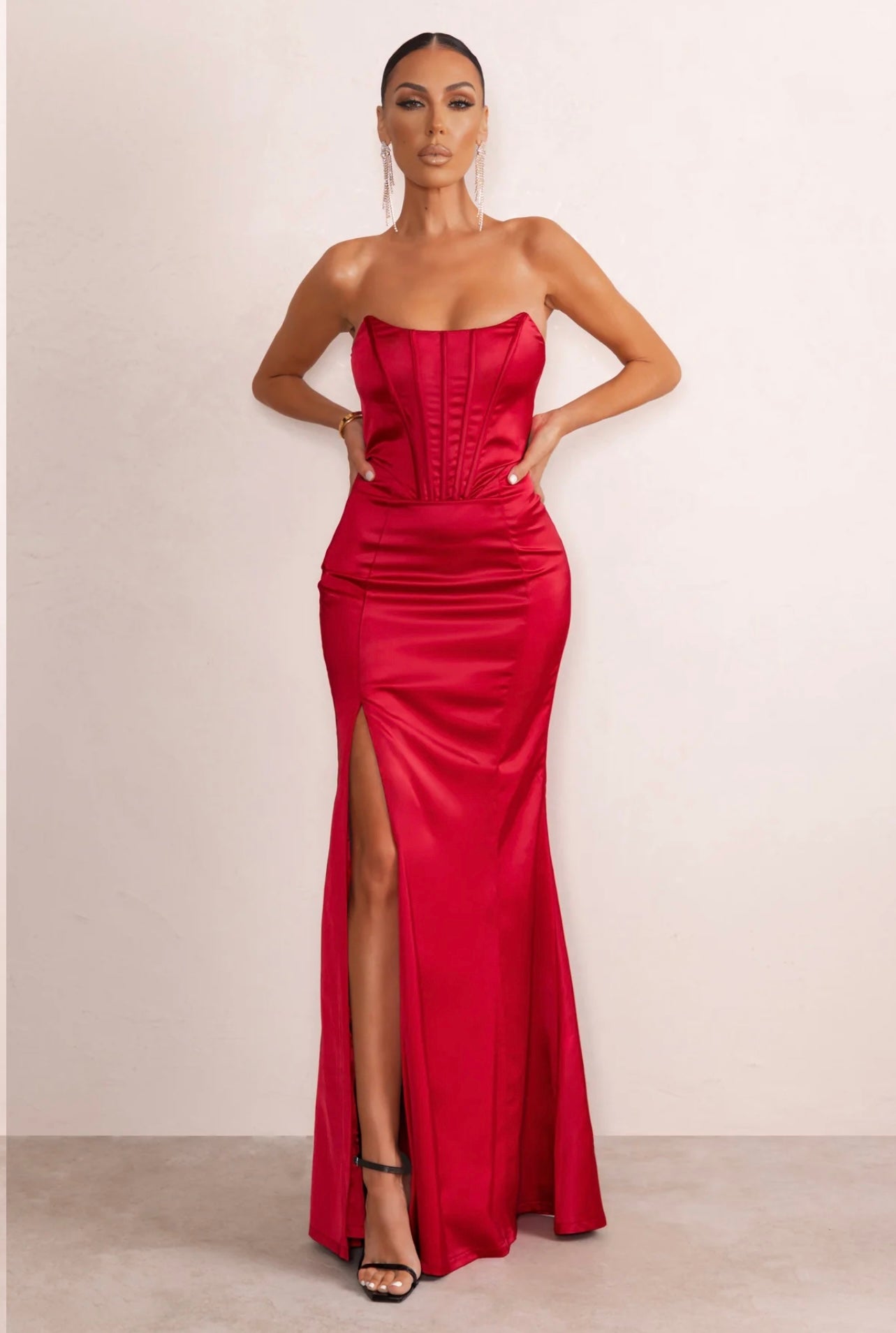 Seduction Corset Bodycon Split Maxi Dress