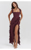 Load image into Gallery viewer, Ruffled Elegance Bodycon Ruched Maxi Dress