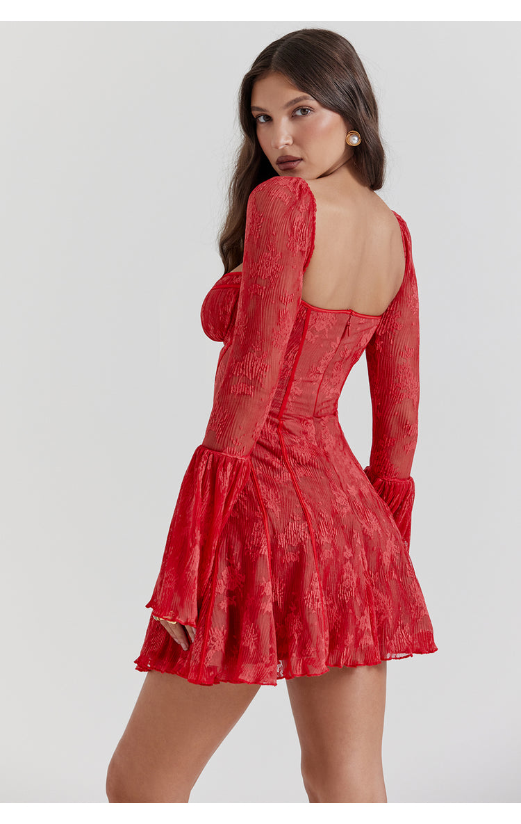 Lace Serenade Flare Sleeve Mini Dress