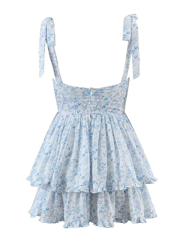 Blooming Jasmine Ruffle Chiffon Mini Dress