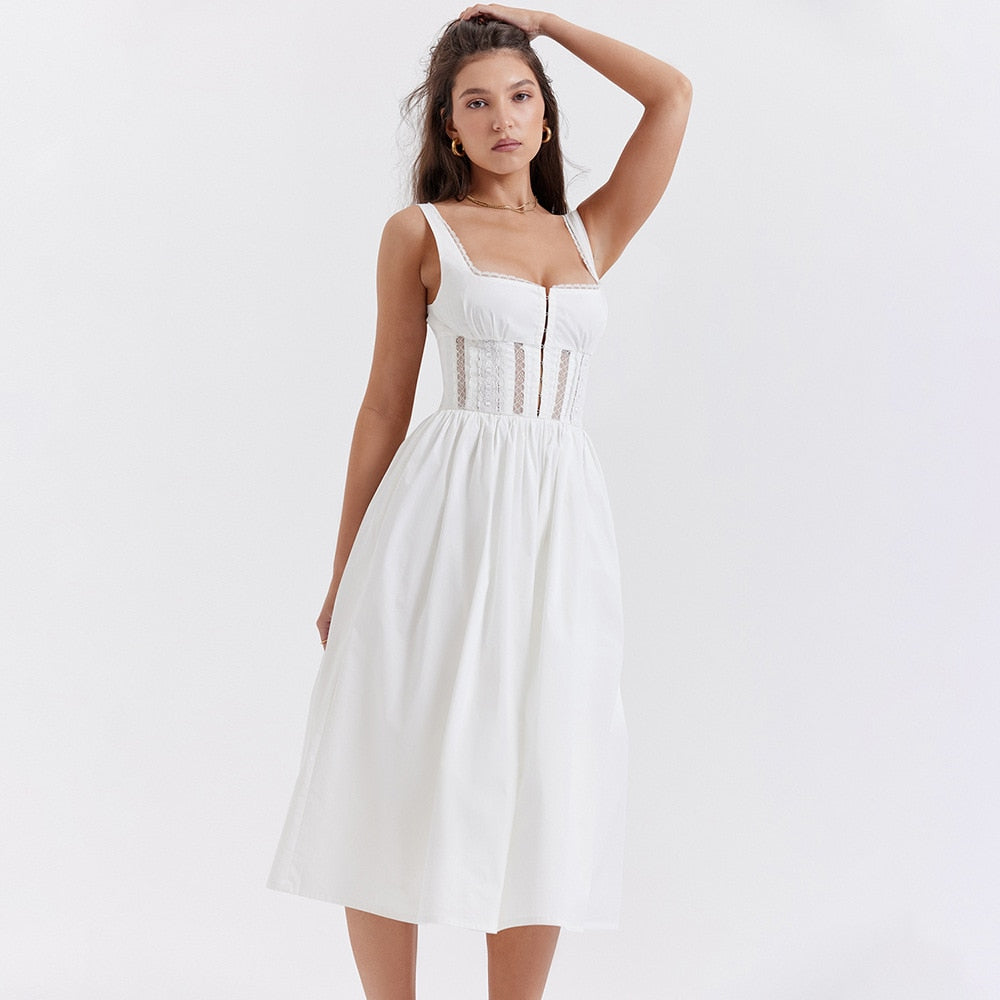 In the Clouds Corset Bustier Midi Dress