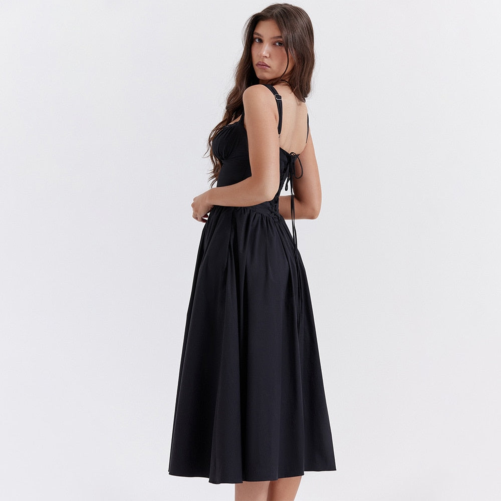 Summer in France Milkmaid Midi Dress