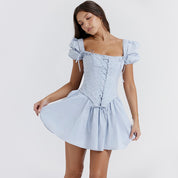 Countryside Summer Puff Sleeve Corset Mini Dress