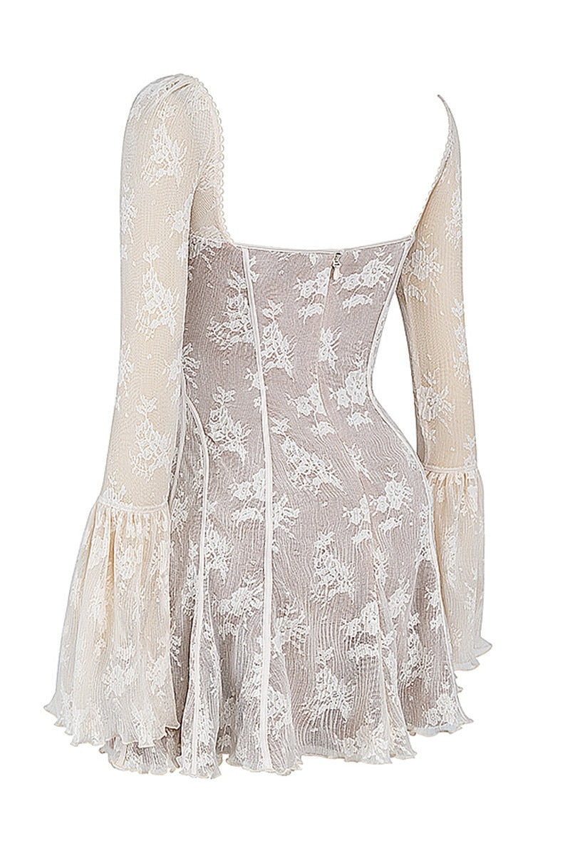 Lace Serenade Flare Sleeve Mini Dress