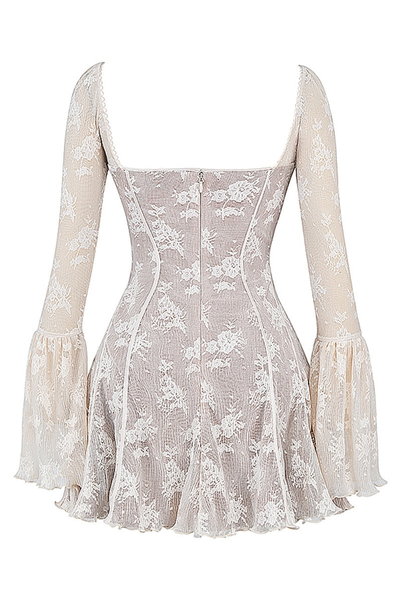 Lace Serenade Flare Sleeve Mini Dress