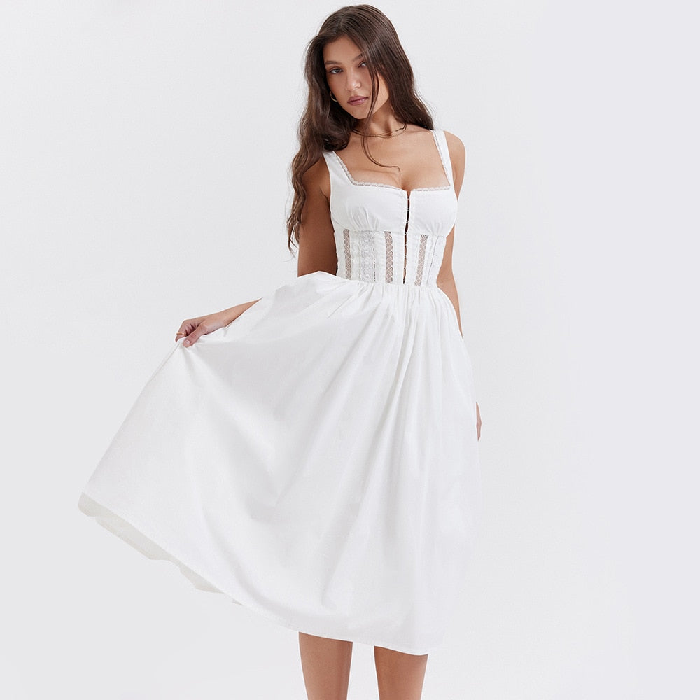 In the Clouds Corset Bustier Midi Dress