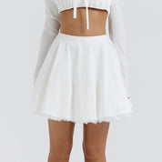 Tatiana White Bow Mini Skirt