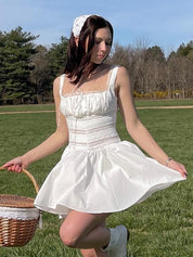 Sweet Lace Milkmaid Mini Dress