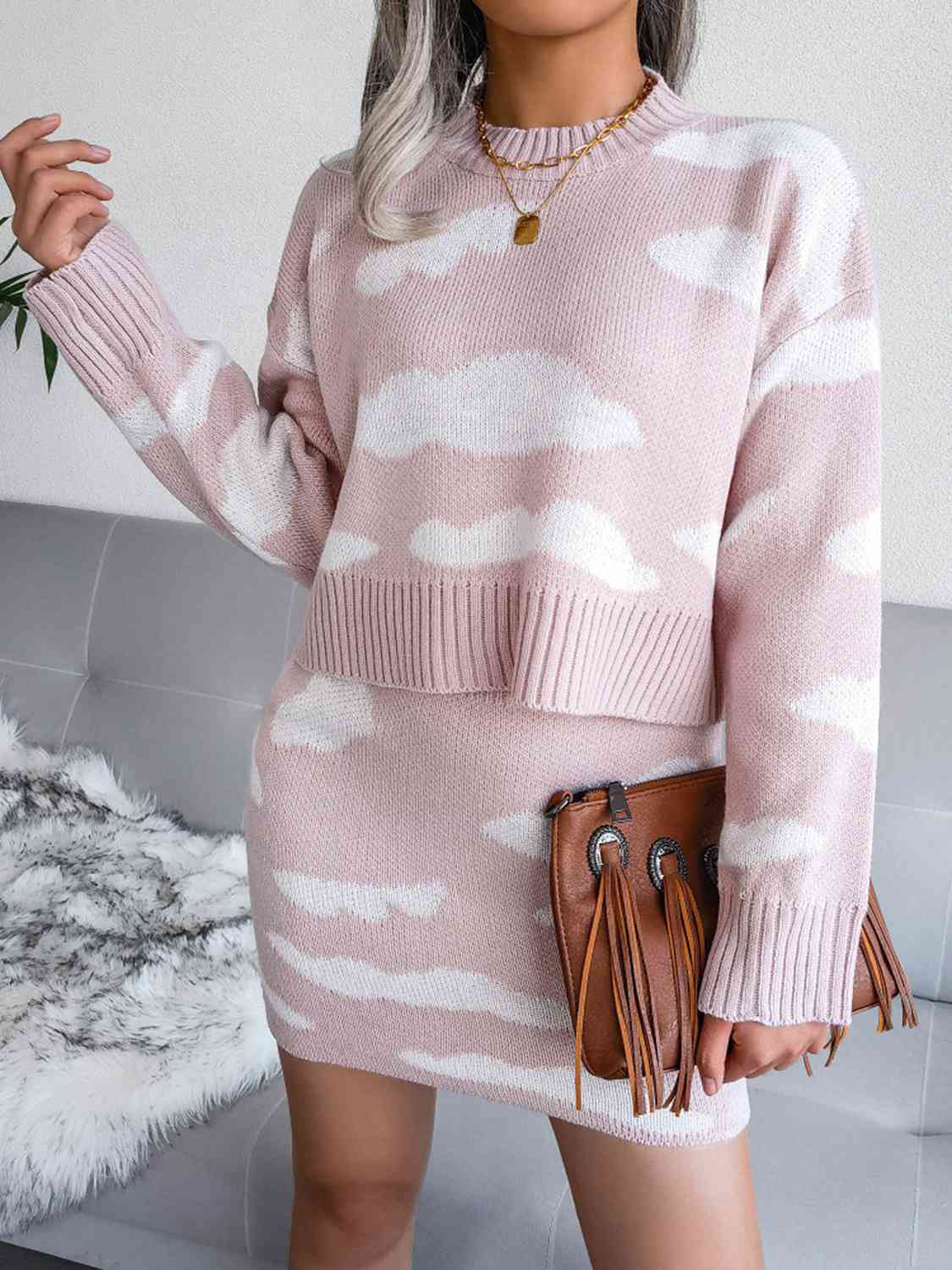 Cloud-Kissed Dreams Knitted Two-Piece Set