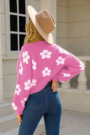 Cozy Blooms Floral Print Fuzzy Cardigan