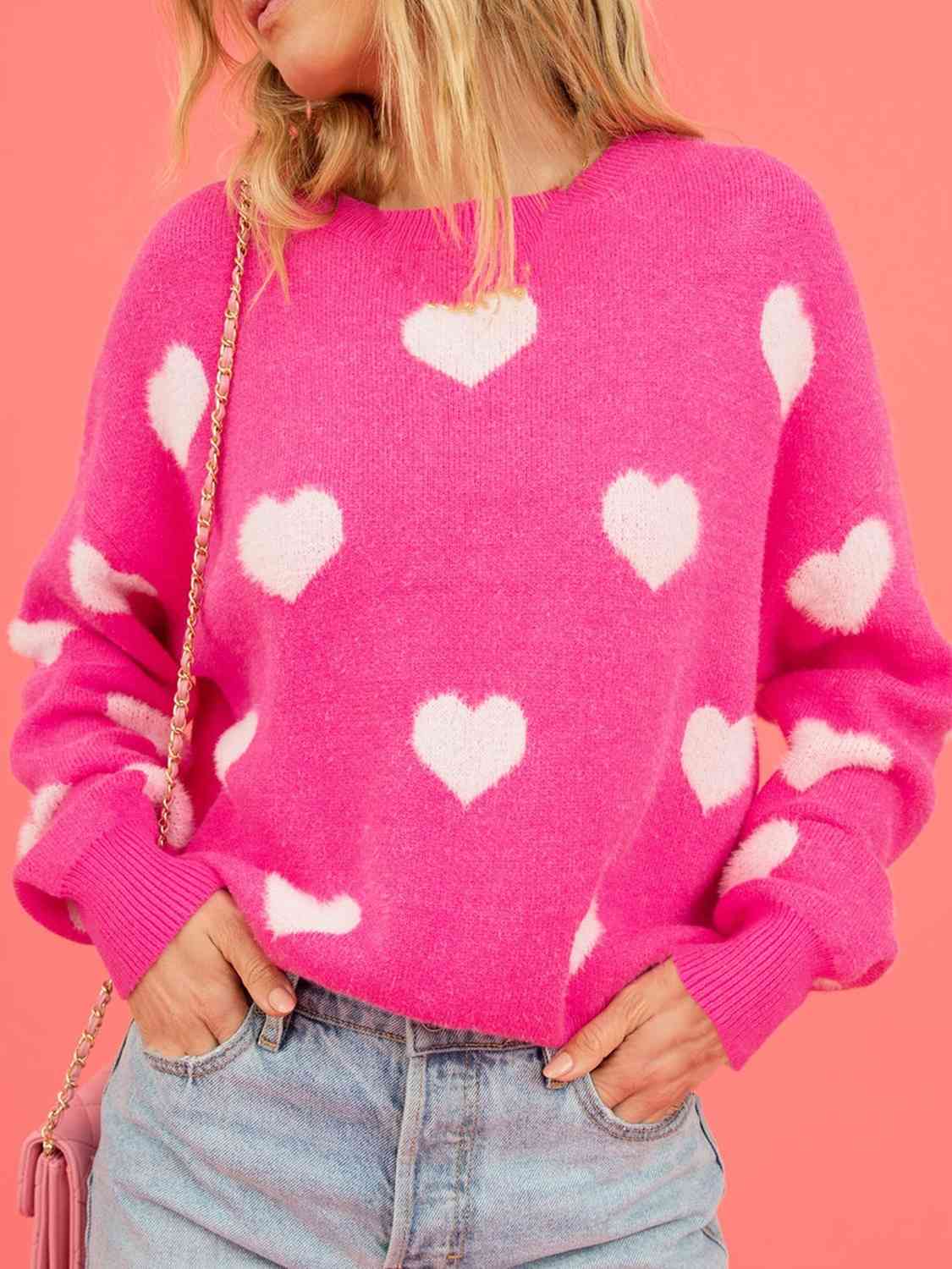 Heartfelt Bliss Heart Print Sweater