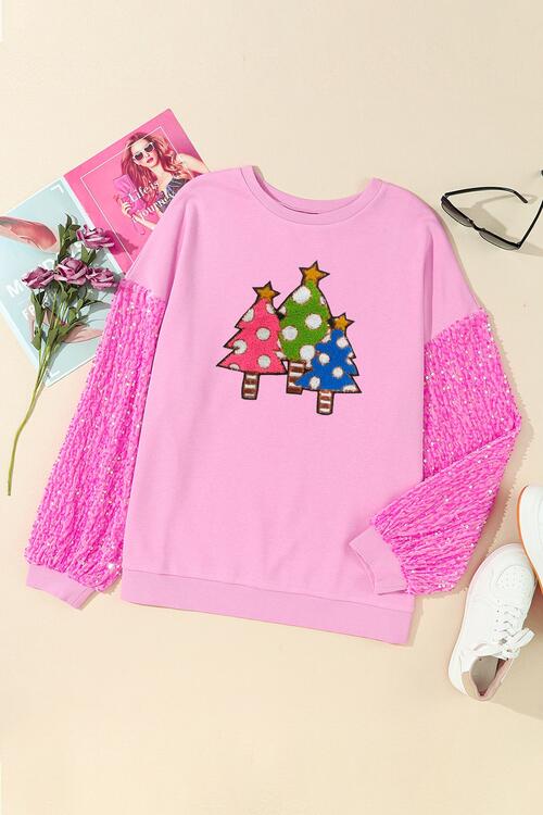 Festive Magic Pink Sequin Sweatshirt