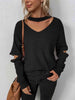 Sleek Seduction Cut-Out Sweater with Zip-Up Detail and Choker