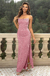 Starry Twilight Maxi Slit Glitter Dress