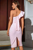 Load image into Gallery viewer, Pretty in Pink One-Shoulder Midi Bodycon Dress