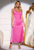 Load image into Gallery viewer, Hot Pink Serenade Backless Satin Maxi Dress