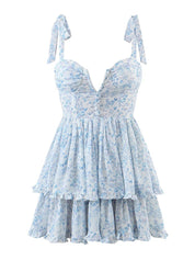 Blooming Jasmine Ruffle Chiffon Mini Dress