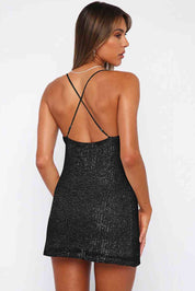 Sequin Starlight Cowl Neck Mini Dress