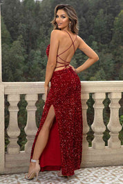 Starry Twilight Maxi Slit Glitter Dress