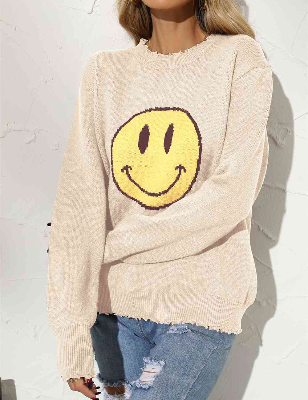 Sunny Vibes Smiley Face Graphic Sweater