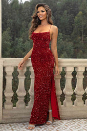 Starry Twilight Maxi Slit Glitter Dress