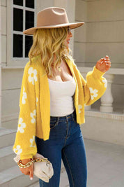 Cozy Blooms Floral Print Fuzzy Cardigan